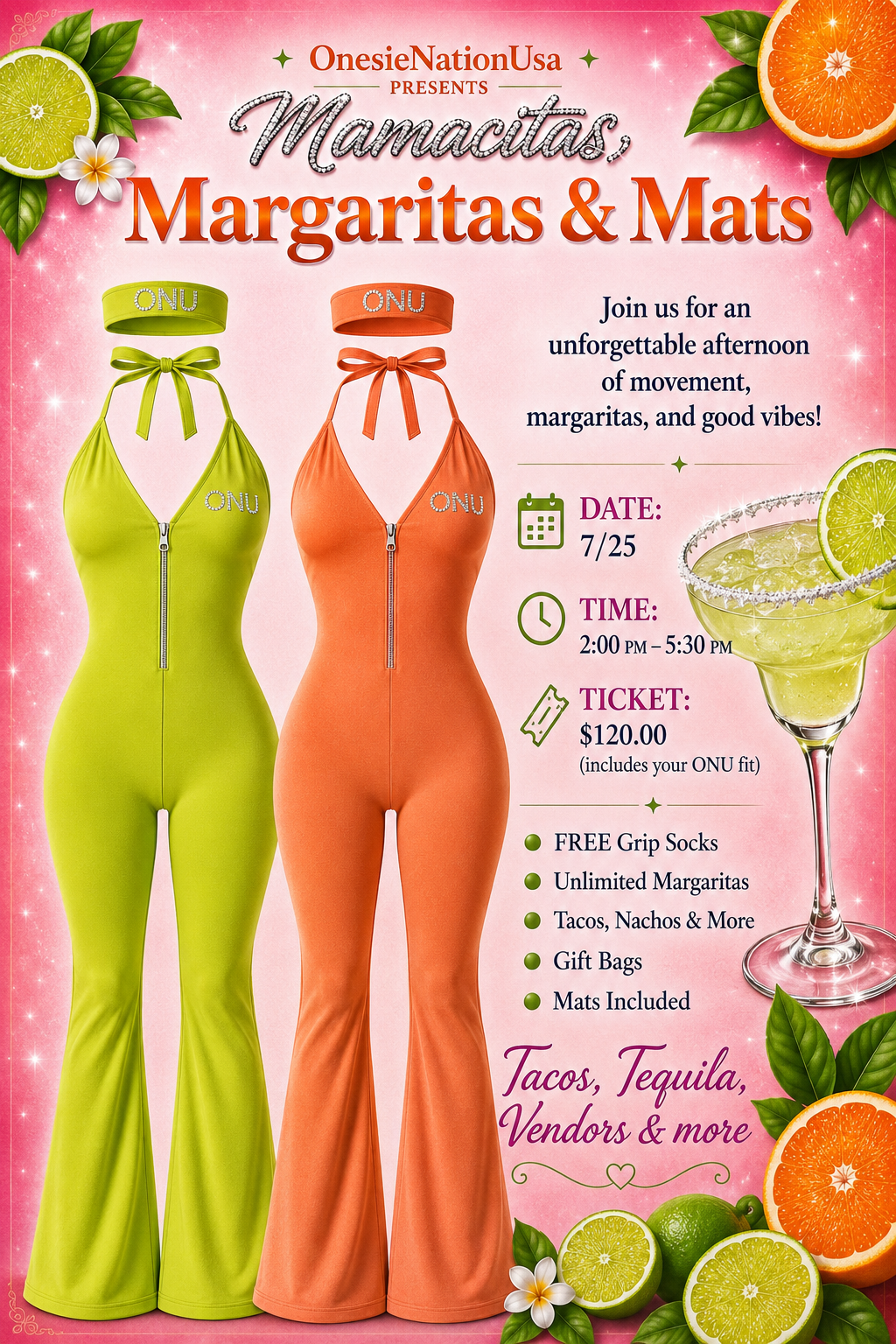 Mamacitas , Margaritas & Mats - Onesie Nation USA