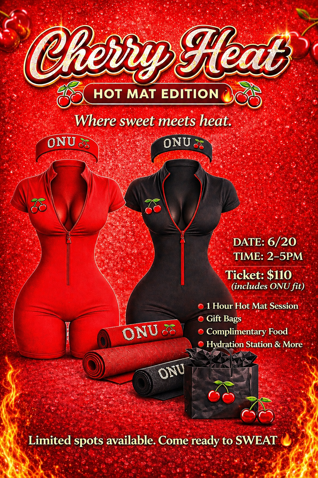 Cherry Heat Pilates - Onesie Nation USA