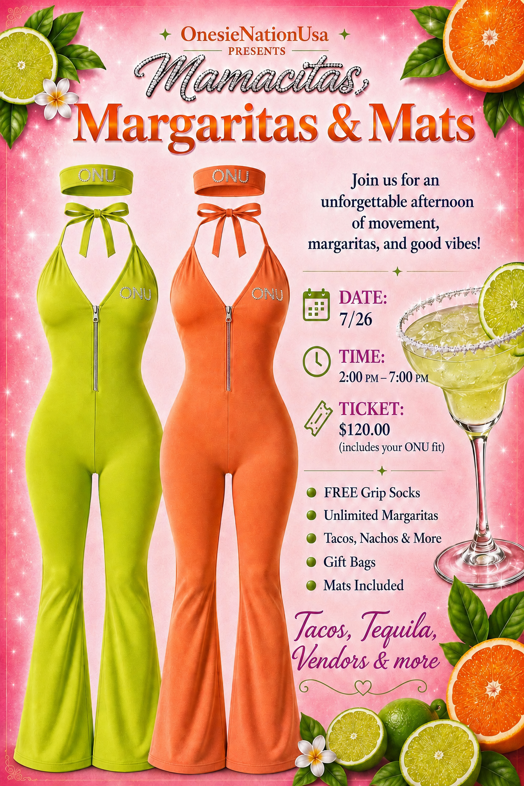 Mamacitas , Margaritas & Mats - Onesie Nation USA
